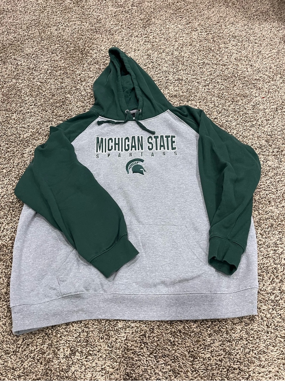 Michigan State Spartans Hoodie Men’s 3XL Gray Green Pullover Colosseum